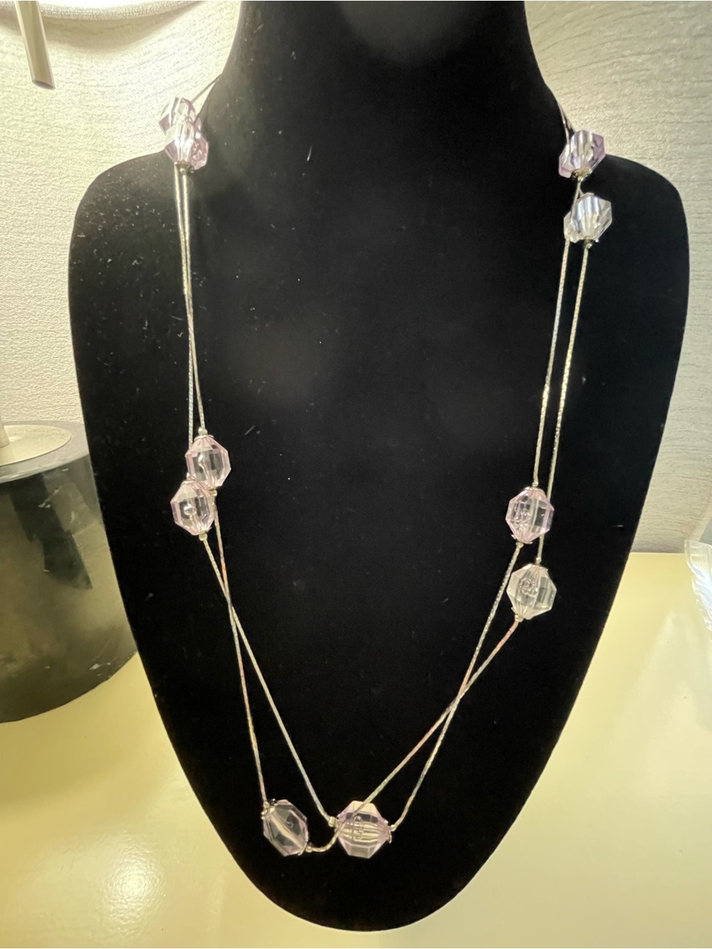 Delicate Pink Crystal Bead Double-Strand Necklace